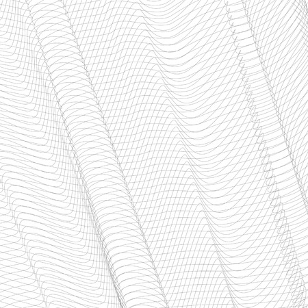Gray striped openwork background. Vector abstract pleated network. Technology ripple thin lines, subtle curves. Monochrome line art pattern, textile, net, mesh textured effect. EPS10 illustrationのイラスト素材