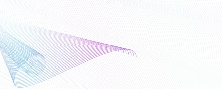 Swirl pattern on squiggle thin lines. Abstract vector multicolor watermark. Guilloche art line design, purple, turquoise gradient. Technology elegant composition, copy space. White background. EPS10 illustrationのイラスト素材