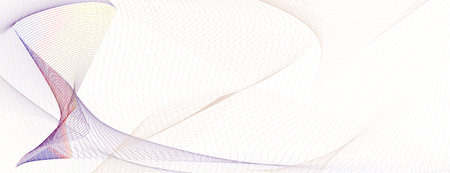 Abstract vector colored cheque, ticket, banner, certificate template. Guilloche art line pattern. Purple, red, yellow, beige intersecting curves. Elegant watermark design. Dynamic subtle lines. White background. EPS10 illustrationのイラスト素材