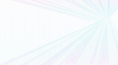 Light teal, pink vector watermark. Guilloche art line design. Abstract colored banner, certificate, cheque, ticket, template. Wavy subtle pastel curves. White background. Pleated net. EPS10 illustrationのイラスト素材