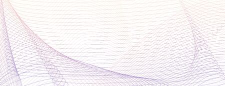 Abstract template with red, purple net pattern. Tangled subtle curves. Art line design. White background. Pastel watermark. Vector guilloche. Colored web banner, certificate, cheque, ticket, coupon, voucher. Creative illustrationのイラスト素材