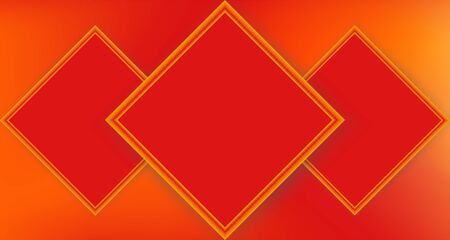 Bright red template with three text boxes. Luxury premium abstract background, rhombus frame. Stylish vector mock up layout for invitation, landing page, website, gift card, leaflet, flyer, certificate. Creative illustrationのイラスト素材