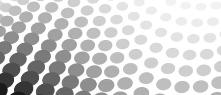 Black and gray circles on a white background. Halftone pattern with gradient. Monochrome spotted curves. Technology design. Vector abstract op art graphic. Diagonal lines. EPS10 illustrationのイラスト素材
