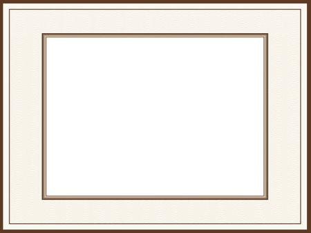 Classic frame design with pass-partout. Vintage border with guilloche line art pattern. brown picture frame. Vector abstract template A4 for certificate, diploma, photo book page. White background for copy space.のイラスト素材
