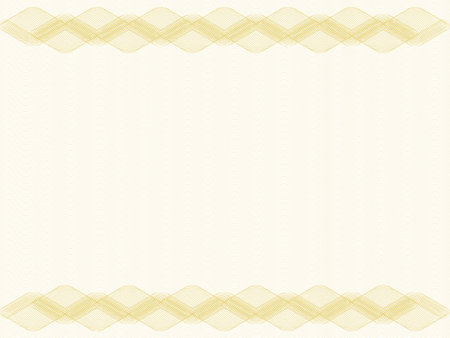 Certificate template with rhombus border. Empty copy space. Golden guilloche, watermark pattern, subtle lines. Abstract design. Vector background A4 for diploma, passport, gift card, invitation. EPS10 illustrationのイラスト素材