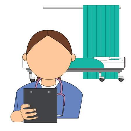 Doctor with stethoscope and clipboard icon. Medical and health care theme. Isolated design. Vector illustrationの写真素材