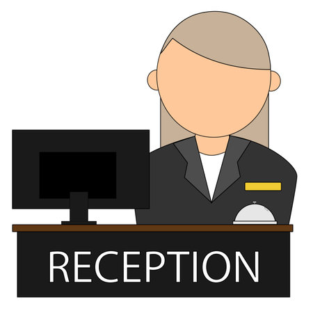 receptionist or receptionist in front of a computer vector illustrationの写真素材