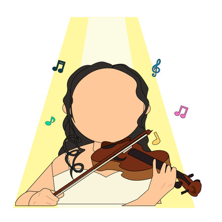 violinist playing the violin on a white background, vector illustrationの写真素材