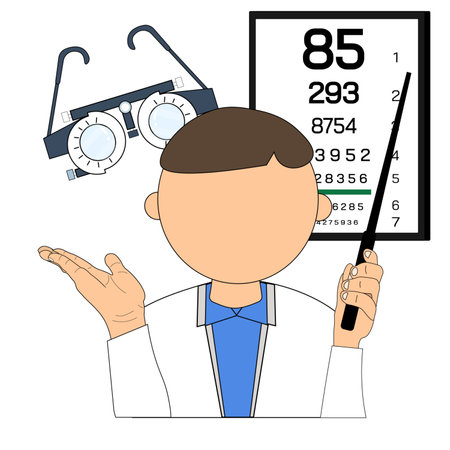 Illustration of a male optometrist with Ophthalmologistの写真素材