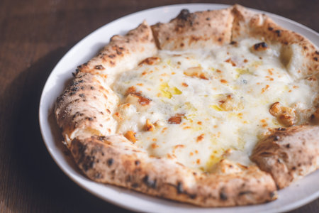 Quattro Formaggi (Four Cheese Pizza) at Stylish Italian Restaurant - Hakodate, Hokkaido