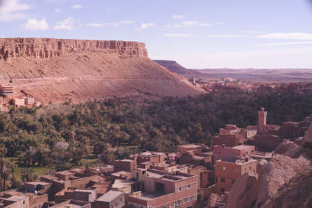 A spectacular view of the Toudra Gorges Valley near Tinghir, Moroccoの写真素材
