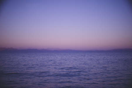 Dusk at Dahab, a diving resort in the Red Sea, Sinai Peninsula, Egyptの写真素材