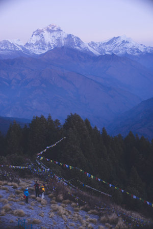 Nepal Trekking in the Himalayas from Pokhara, the base city, with a view from Poon Hill.