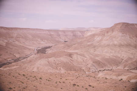 Majestic natural scenery of Sde Boker, a kibbutz city in the Negev Desert in southern Israel.の写真素材