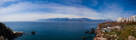 panoramic view of the bay of Antalya, snow covered mountains in the background.の写真素材