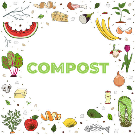 Frame with organic waste. No food wasted. Recycling organic waste, compost. Sustainable living, zero...