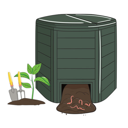 Garden plastic composting bin. Garden fertilizer organic with worms. Recycling organic waste....