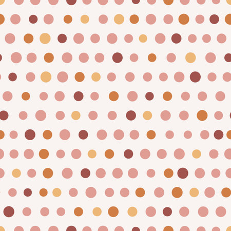 Seamless pattern with boho dots in terracotta colors. Neutral nursery art design for decoration, bohemian printing for fabric and wall art. Hand drawn vector illustration.のイラスト素材