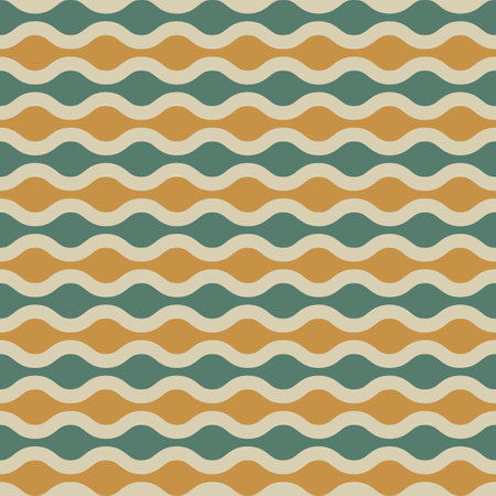 70s seamless pattern. Retro geometric seamless background in seventies style. Groovy scrapbook paper. Yellow, green, beige vintage colors vector patternのイラスト素材