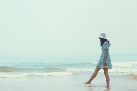 woman at seasideの写真素材