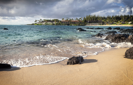 A cloudy summer day at Napili Bay, Maui, Hawaii.の写真素材