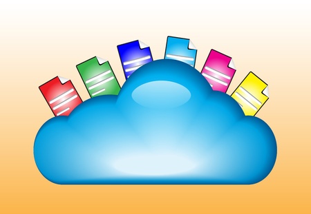 Cloud computing concept with documents in the cloudのイラスト素材