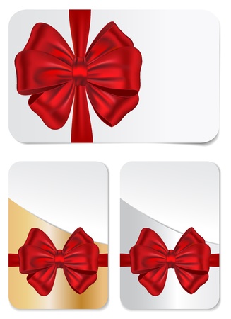 set of blank gift cards with red bows for celebrationsのイラスト素材