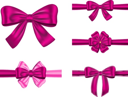 set of violet gift ribbons with bows for card and decorationsのイラスト素材