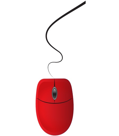 Red computer mouse isolated on white background. Vector illustrationのイラスト素材