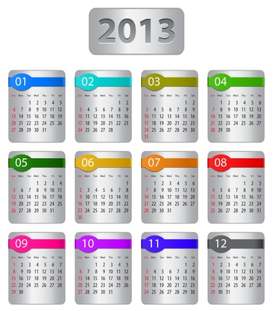 Calendar for 2013 year with colorful stickers. Vector illustrationのイラスト素材