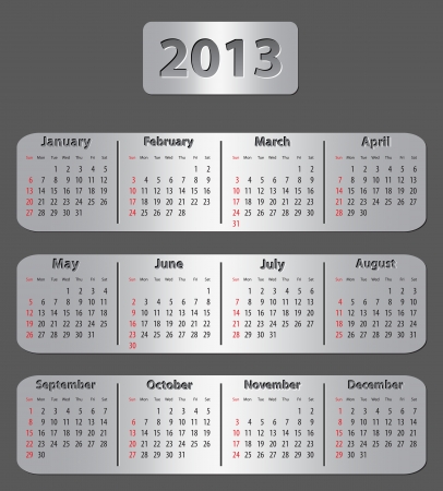 Gray metallic calendar for 2013 year. Vector illustrationのイラスト素材