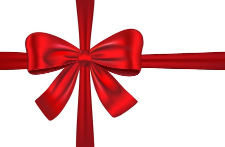 Red ribbon with bow for gifts, cards and decorations. Vector illustrationのイラスト素材