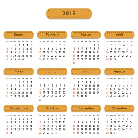 Calendar for 2013 year in Spanish illustrationのイラスト素材