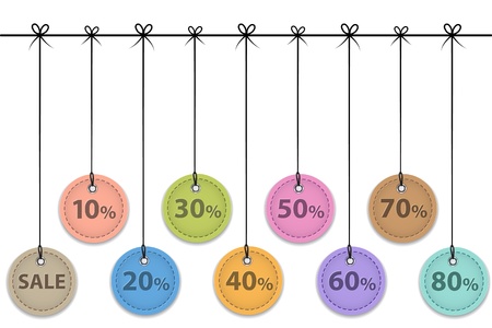 Colorful leather labels for shopping. Sale icons.のイラスト素材