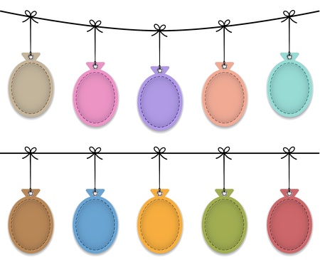 Balloon leather labels hanging like Christmas baubles. Vector illustrationのイラスト素材