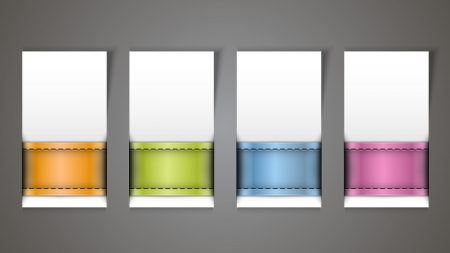 Blank banners. Design templates. Cards with colorful leather label. Vector illustration のイラスト素材