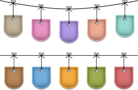 Colorful blank price tags. Leather labels. Vector illustrationのイラスト素材