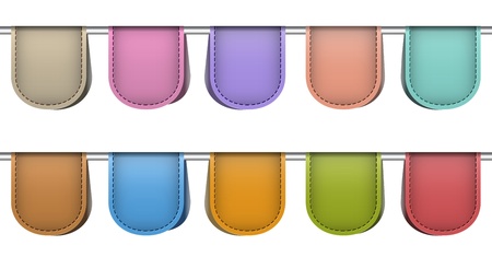 Colorful blank tags. Leather labels. Vector illustrationのイラスト素材