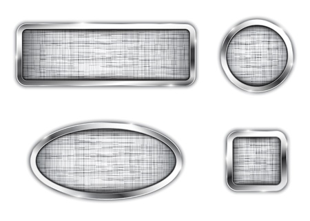 Metallic banners  White linen buttons  Icons  Vector illustrationのイラスト素材