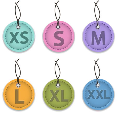 Size clothing labels made of leather  Vector illustrationのイラスト素材