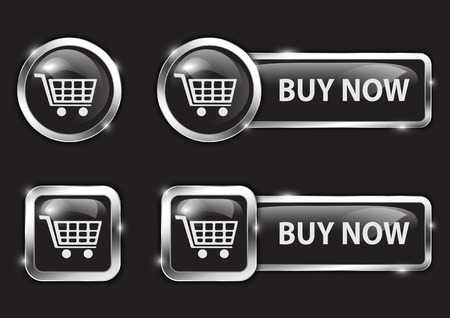 Black glossy buttons for internet shoppingのイラスト素材