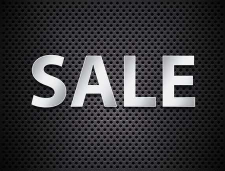 Metallic Sale word on black textured background. Vector illustrationのイラスト素材