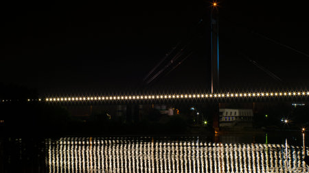 Bridge over the river at night.
Railway bridge
Night shot of a railway bridge over the river. Lights...