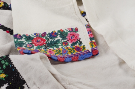 canvas background with embroideryの写真素材