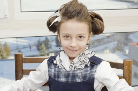 portrait of young beautiful girl in hairdresserの写真素材