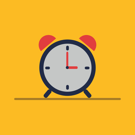 Alarm clock icon, alarm clock for time with a bell, time concept, flat design, vector, illustration.