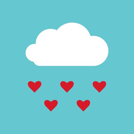 Cloud and rain of hearts, rainy love cloud cartoon with hearts, vector, illustration.のイラスト素材