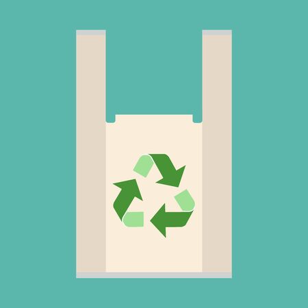 Plastic bag icon, plastic bag with recycle symbols, vector, illustration.のイラスト素材