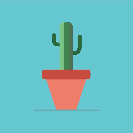 cactus plant icon , cactus in pot , vector , illustration.のイラスト素材