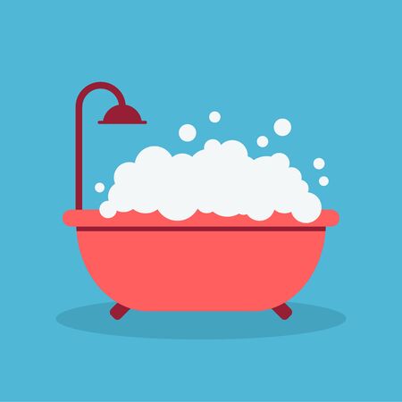 Pinky bath shower and bubble, wash and clean, vector, illustration.のイラスト素材